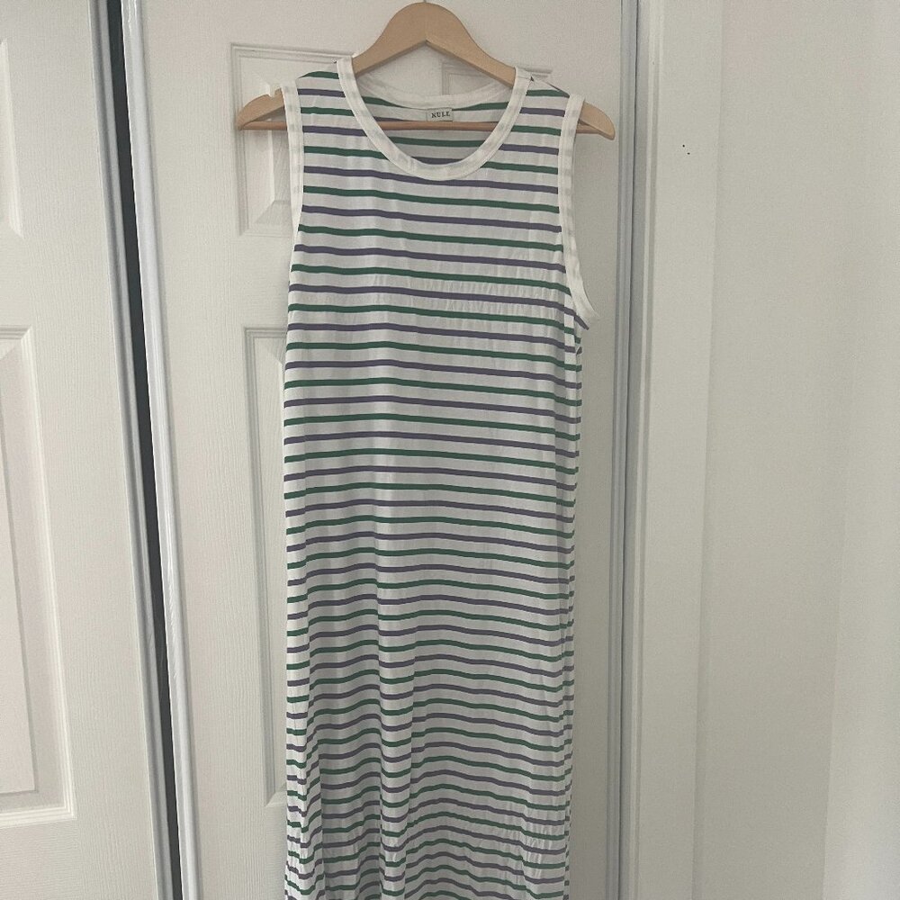 KULE The Tank Striped Midi Dress White Green Grape